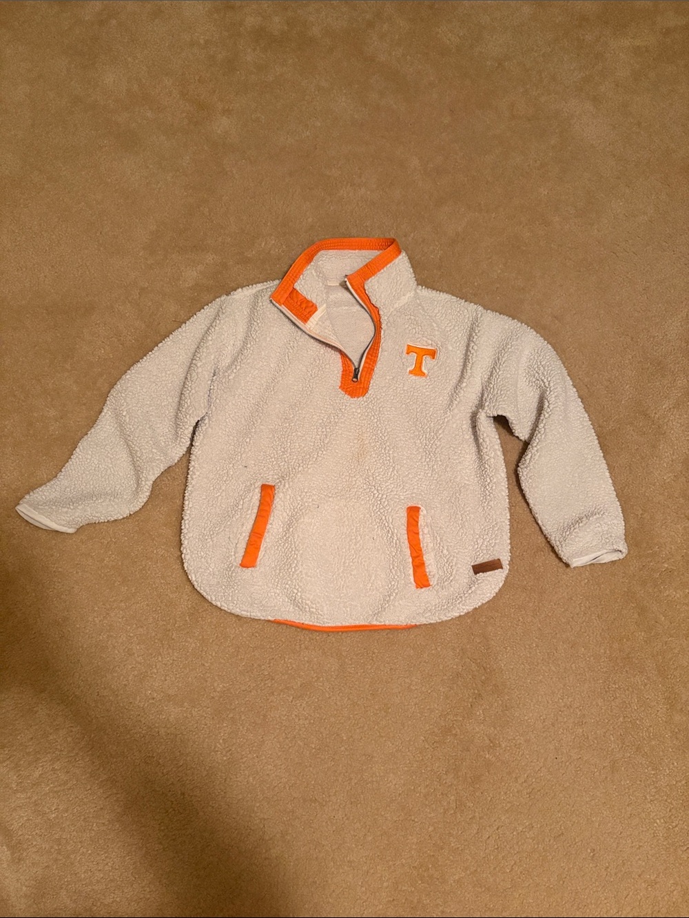 Tennessee Volunteers UT  SEC Cream Sherpa Quarter-Zip Pullover with Orange Trim